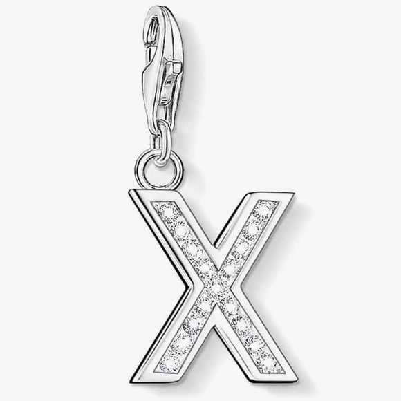 Thomas Sabo CZ Initial X Charm Sterling Silver White CZ Lobster Clasp - Picture 1 of 1